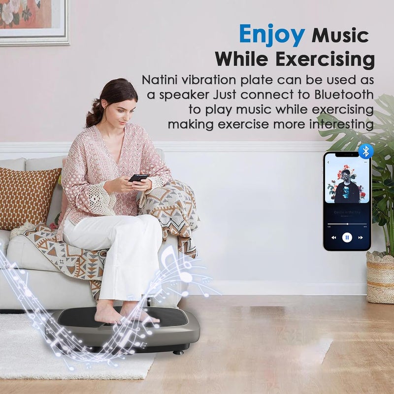 Natini Vibration Plate Exercise Machine - Whole Body Workout Vibration Platform Lymphatic Drainage Machine for Weight Loss Home Fitness with Resistance Bands Remote - Image 4